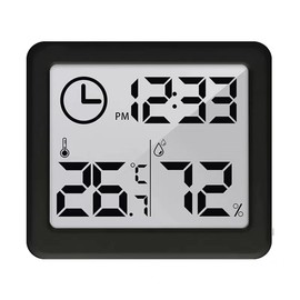 Green Blue GB384 Digital Thermometer / Hygrometer with Clock Function, Ambient Temperature and Humidity (Black)