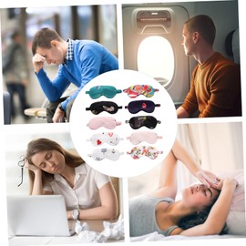 ORFOFE 10pcs Silk Eye Mask Breathable Sleep Blindfold for Travel and Home Soft Eye Shade Cover for Comfortable Sleep Lightweight Imitation Silk Design Random Colors