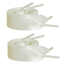 Marrywindix 2 Pairs 47" Flat Satin Ribbon Shoelaces Beige Silk Shoestrings Wide Shoe Laces for Sneakers Skate Shoes Boots Sport Shoes