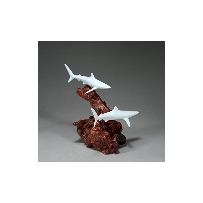 BLUE SHARK DUO Sculpture by JOHN PERRY 7 in high