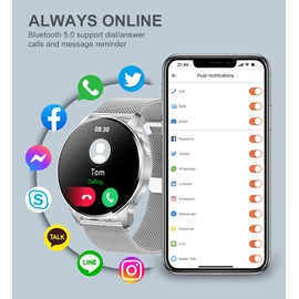 Smart Watch for Women (Answer/Make Call), Fitness Tracker for Android and iOS Phones Waterproof Smartwatch with 1.32" HD Full Touch Screen AI Voice Control Heart Rate Sleep Monitor Pedometer, Silver