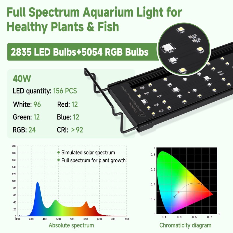hygger LED Aquarium Light with Timer, 40W Full Spectrum Fish