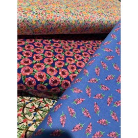 Blank Quilting Gardenscape Turquoise Large Flowers Fabric  2925-72 Half Yard Continuous Cuts