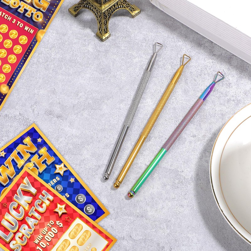 JIYIN 3 Pcs Lottery Ticket Scratcher Tool, Metal Scratch Off