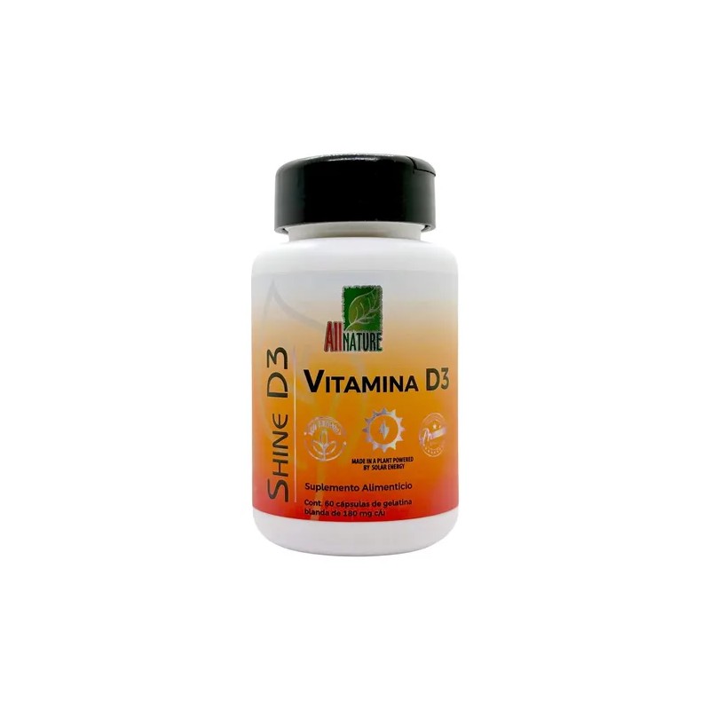 All Nature Vitamina D3 5000 Ui 60 Capsulas Sabor Sin