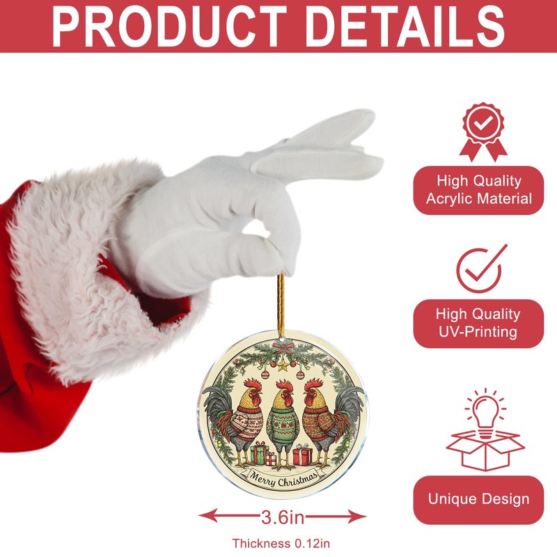 3 Rooster 2 - Ugly Sweater Gift Women Men -