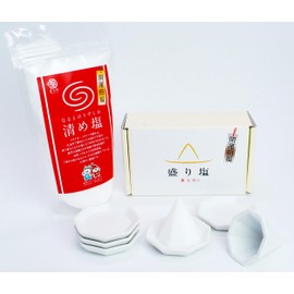 Kaun Houdou Lucky Charm Culinary Salt Set with Purification Salt 400g, Salt Server + 5 Octagon Plates