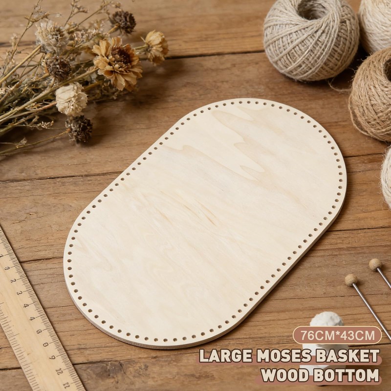 Moses Basket Wooden Base 10mm Hole, HSSZXFR Oval Shape Moses