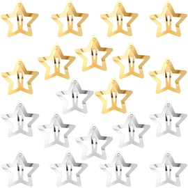 Isslly 20 PCS Cute Star Hair Clips for Women, Gold/Silver Metal Star Hair Snap Barrettes, Non Slip Hair Accessories for Women for Daily Use, Parties (1.18 x 1.18 inch)