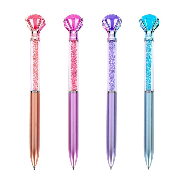 4 Pack Crystal Diamond Pen, Sparkly Ballpoint Pens with Blue