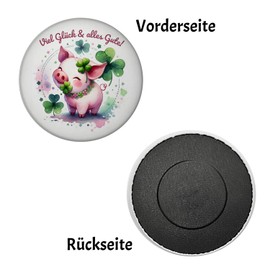 Lucky Pig Magnet Round Lucky Pig Magnet Round Clover Plant Design Green Animal Lucky Charm for Good Luck Hope