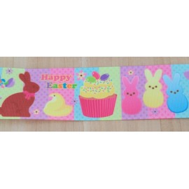 Unbranded 7/8 & 1.5" (1 YD) Peep Grosgrain Ribbon Chocolate Bunny Cupcakes Easter Candy - 1.5 inch