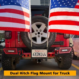 SUNPIE Hitch Flag Pole Holder 2 Inch Receivers for Truck Flag Pole Compatible with F150 Jeep Wrangler JK Jl Fits for Trucks SUV RV Trailer Pickup Double Flag Pole Mount