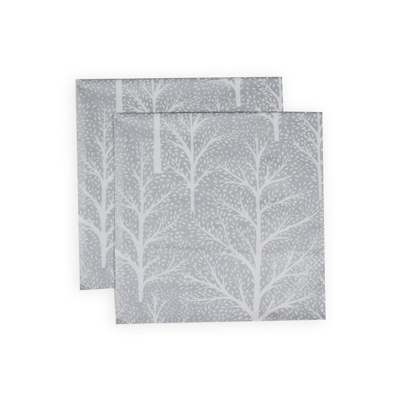 Winter Trees Silver & White Napkin Dinner - 20 Per