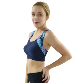 Private Island Women UPF 50+ Swim Tank Bra Short Top Sports Bras Swimsuit Rash Guard (S, NwJV-RST)