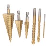 3Pcs Step Drill Bit Hex Shank Straight Grooved HSS Ti