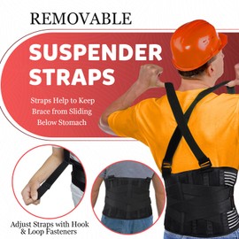 QIBODA Work Back Brace with Removable Suspender Straps, Lumbar Posture Corrector for Heavy Lifting Safety Protector, Back Support Belt for Men Women in Moving, Construction and Warehouse Jobs 2XL