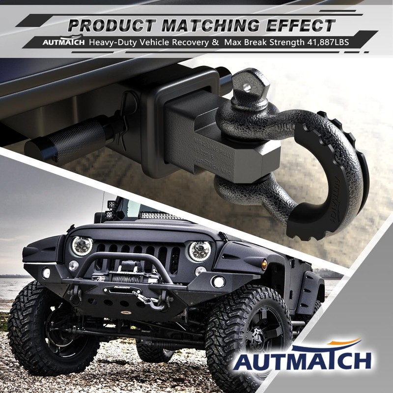 AUTMATCH D Ring Shackle 3/4" Shackles (2 Pack) 41,887Ibs Break