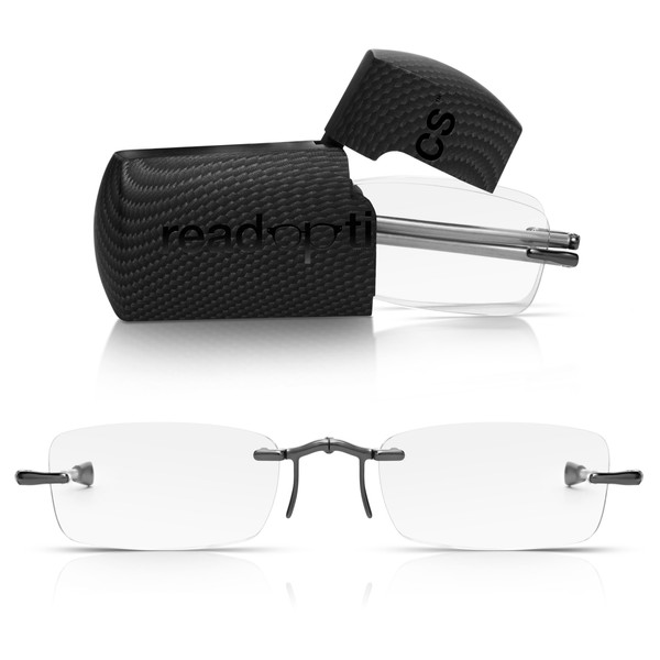 Read Optics Kompakte klappbare Lesebrille, klappbare randlose Brille, die leicht
