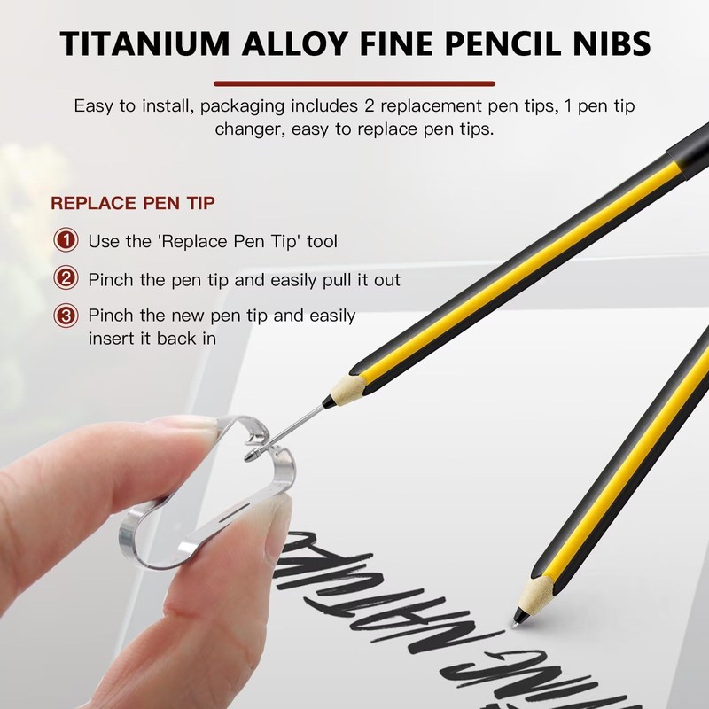 HaeKap 2 Pack Fine Replacement Pencil Nibs-Titanium Alloy Ballpoint Tips
