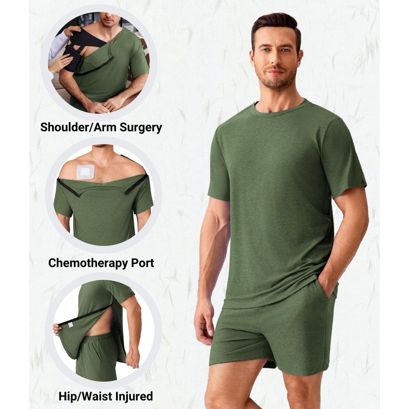 Deyeek Post Shoulder Surgery Shirts for Men Hospital Gowns for