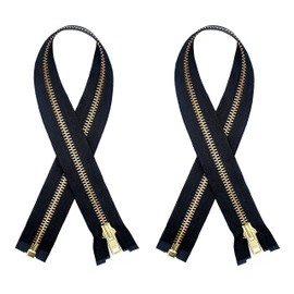 2 Pieces YKK #5 Brass Separating Metal Zippers for Jackets, Coats, Sewing, & Crafts - 30" Inches