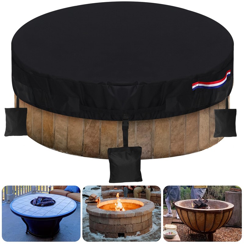 Dosminer Fire Pit Cover Round Outdoor Built In Stone Fire