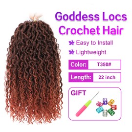 Goddess Locs Crochet Hair 22inch 8Packs Pre Looped Faux Locs Crochet Hair for Black Women River Locs Crochet Hair with Curly Ends T350