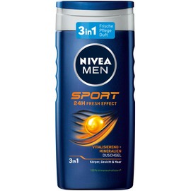 NIVEA MEN Sport Duschgel (250 ml), pH-hautfreundliche Pflegedusche mit vitalisierendem Duft, Männer Duschgel mit Mineralien für Körper, Gesicht und Haar