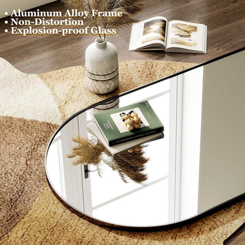 HARRITPURE 64"x21" Arched Full Length Mirror Free Standing Leaning Wall-Mounted