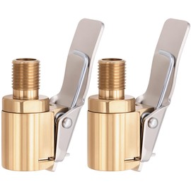 MEAJOO 2 Pack Brass Locking Tire Air Chuck – Lock-On Tire Inflator Adapter for Air Compressor, No-Leak Twist to Lock Design, Fits Standard Tire Valves