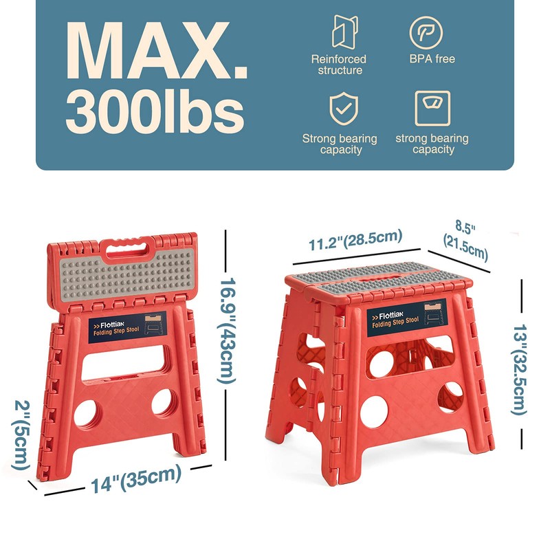 Flottian 13" Folding Step Stool for Adults and Kids Holds