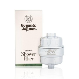 Organic Jaguar Shower Filter, 22 Stage Water Shower Head Filter For Hard Water, Heavy Metals, Chlorine & Impurities, Supports Hair and Skin Health & Hydration, Easy Installation, Long Lasting, Chrome