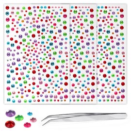 Self Adhesive Face Gems and Pearls for Makeup, Festival Jewels, Hair Gems, Rhinestone Stickers for Face, Eye, Makeup, Nail, Body, Crafts 3/4/5/6 mm 975Pcs (02.gem_Color)
