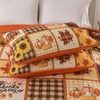 Anibedding 3Pieces Fall Patchwork Quilts King Size, Pumpkin Maple Leaves