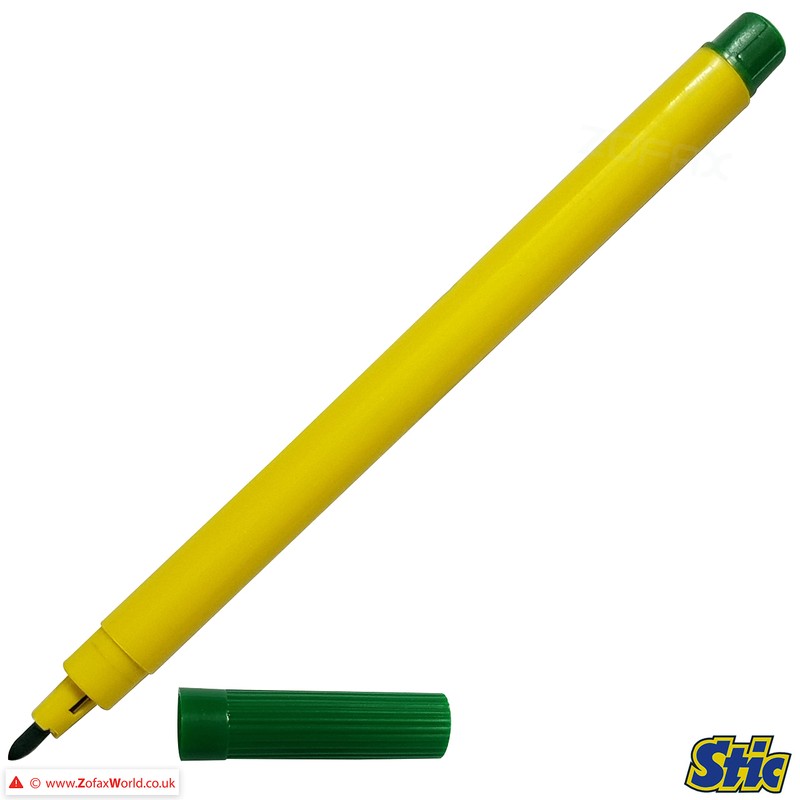 STIC ColorStix Felt Tip Pens, GREEN, Pack of 20, Colour