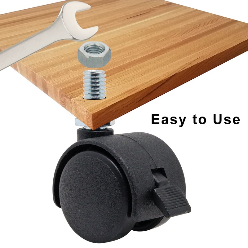 SWZHAI Locking Casters Set of 4, M8 Threaded Plastic Stem