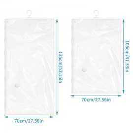 Pack of 4 Hanging Vacuum Bags for Clothes, Hanging Vacuum Storage Bags, Hanging Vacuum Storage Bags, Vacuum Clothes Bags with Hooks, Space-Saving, 2 Pieces 135 x 70 cm + 2 Pieces 105 x 70 cm