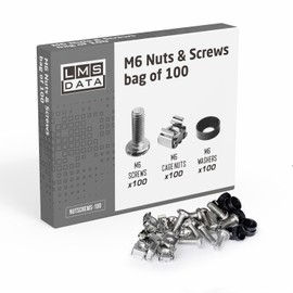 LMS Data M6 Cage Nuts, Bolts and Washers Kit - for Patch Panel Rack Mount Equipment Data Network Cabinets Size 19 Inch and 10 Inch (100, Nickle)