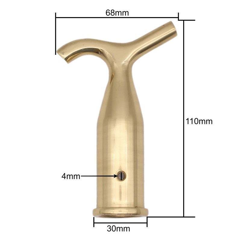 EAI Sash Window Blind Pole Hook - Polished Solid Brass