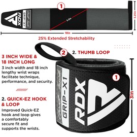 RDX Weight Lifting Wrist Wraps Support, IPL USPA Approved, Elasticated Pro 18” Cotton Straps, Thumb Loop, Powerlifting Bodybuilding Fitness Strength Gym Training WOD Workout, Gymnastics Calisthenics