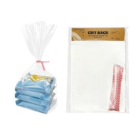 EKAPACKAGING Clear 6x9Inches 50Pcs Twist Ties Flat Bottom Guesst Cellophane Bags Christmas Candy Party Favor Gift Mugs Treats Small Gift Basket Wrapping Bakery Bread Bag With Ties