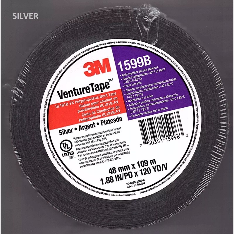 Venture UL181B-FX 1599B Venture Tape Silver Flex Duct Tape Black
