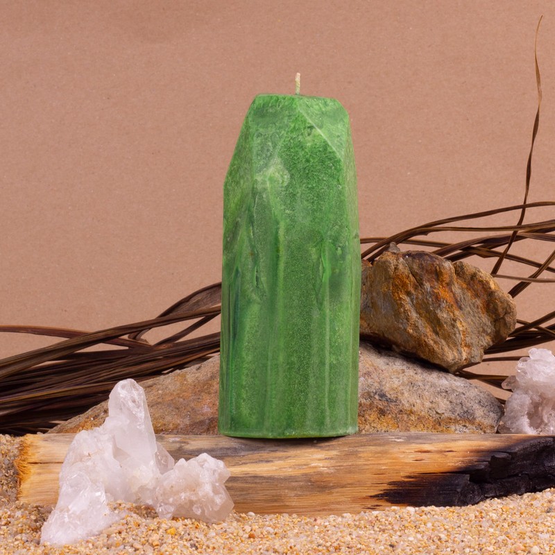 SET de 2 Velas en forma de Cuarzo Malaquita -