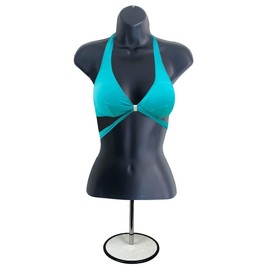 DisplayTown Female Mannequin Torso with Metal Stand Hollow Back Body Stackable Dress Form for Tshirt Display, Countertop, Craft Shows, Photos and Design, S-M Clothing Size (Black, Set of 3)