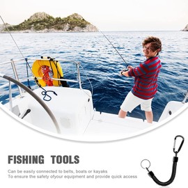 VZUHSW 3 Pieces Spiral Keychain with Carabiner, Elastic Fishing Keychain, Extendable Lanyard with Anti-Lost Spring Rope, for Fishing Pliers, Camping, Fishing