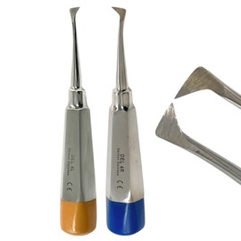 Root and Tooth Extraction Dental Cryer Elevator Pick, Sharp Angled Tip, Color-Coded Handle Ends | Autoclave-Safe German Stainless Steel Dental Instruments (2, #4L+#4R Cryer - Set)