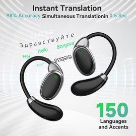 Language Translation Earbuds, 2-Way Real-time Translation in 150 Languages, Online Translation No Subscription Needed, Wireless Bluetooth Earphone Instant Voice Translator for Travel Business Learning