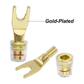 XMSJSIY Y Spade Plug 4mm Banana Female Plug Connector Black & Red U Fork Y Spade to Banana Jack Speaker Wire Connector Gold-Plated for Speaker Cable, Banana Wall Panel, Sound System - 2 Pairs