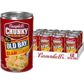 Campbell's Chunky Soup, OLD BAY Seasoned Clam Chowder, 18.8 oz Can (Case of 12)